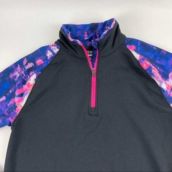 BCG Cold Weather Tshirt Girls Large 12-14 Black Blue Pink Quarter Zip Mock Neck - Picture 3 of 7